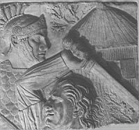Combat entre un romain et un gaulois - bas relief - muse du Louvres.jpg